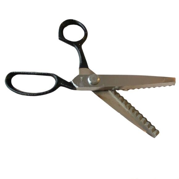 Vtg Cross Blade Pinking Shears 7 inch Black Sewing Crafts Collectible Japan Made - Picture 1 of 6